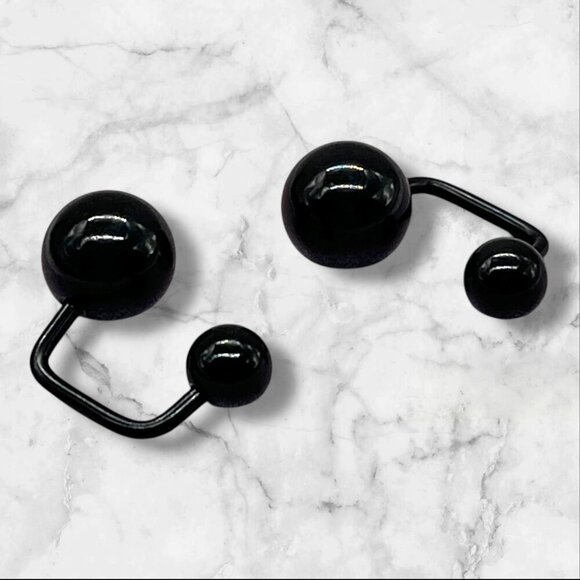 Black Captive Bead Surgical Steel Body Jewelry Rings Unisex - Picture 4 of 5